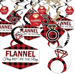 Big Dot of Happiness Flannel Fling Before the Ring - Buffalo Plaid Bachelorette Party Hanging Decor - Party Decoration Swirls - Set of 40 - 1 of 4