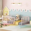 Streamdale Twin Size Metal Floor Bed Frame with Fence and Door, Pink - 2 of 4