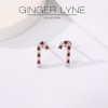 Christmas Candy Cane Flat Back Earrings for Women Sterling Silver 16g Cartilage Helix Lobe Body Piercing Stud by Ginger Lyne Collection - 3 of 4