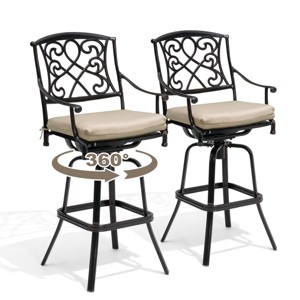 Pellebant Outdoor Patio Bar Height Swivel Bar Stool with Sunbrella Cushion - 1 of 4