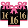 Big Dot of Happiness Chic 16th Birthday - Pink, Black and Gold - Square Favor Gift Boxes - Birthday Party Bow Boxes - Set of 12 - 2 of 4