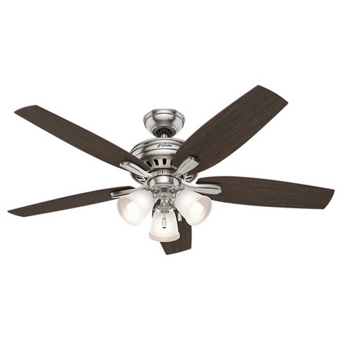 52 Newsome Brushed Nickel Ceiling Fan With Light Hunter Fan