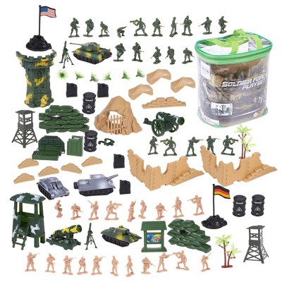 Juvale 100 Piece Military Figures  Accessories, Toy Army Soldiers Two Flag attlefield