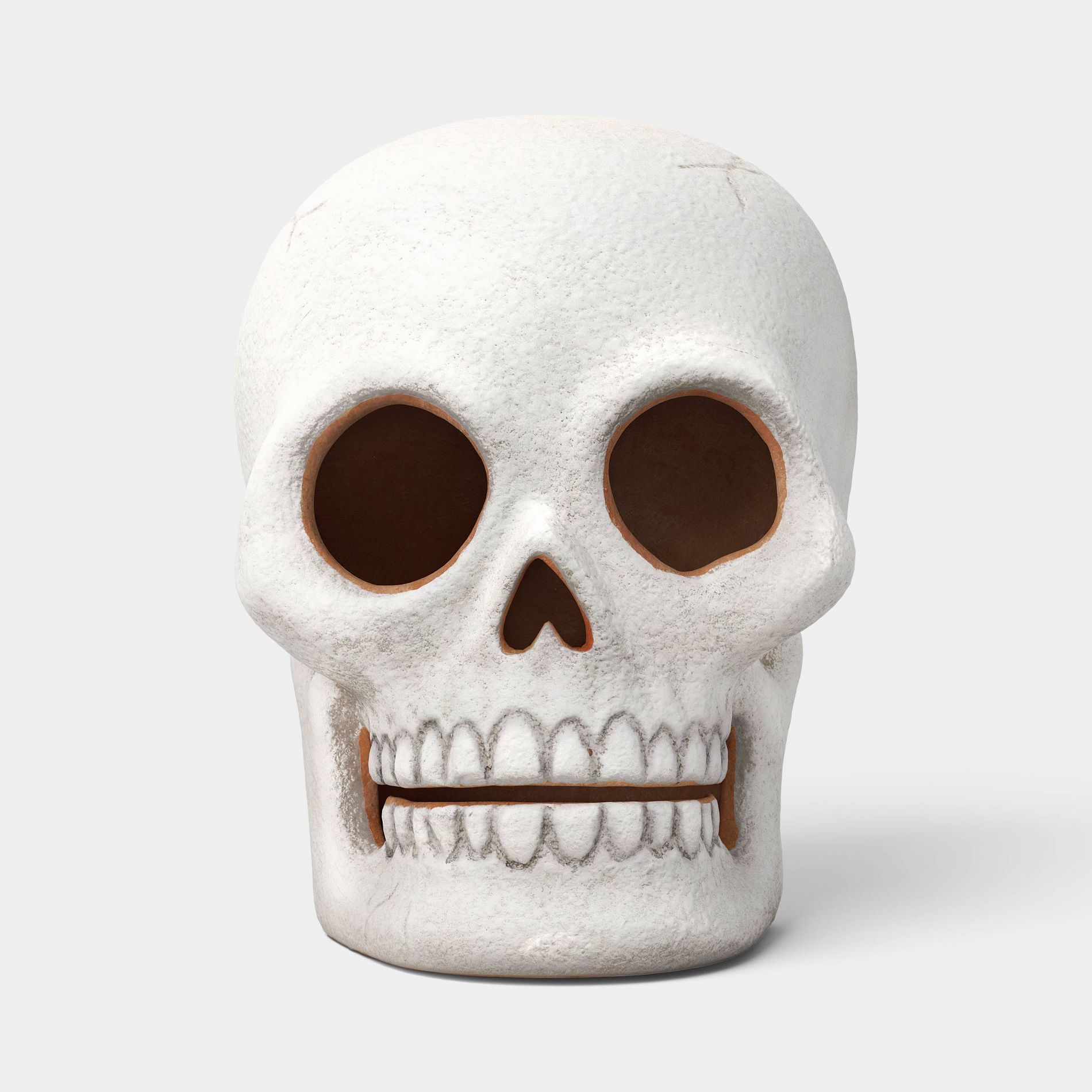 Medium Terra Cotta Skull Decorative Sculpture - Hyde and EEK! Boutique™ Matte Off-White