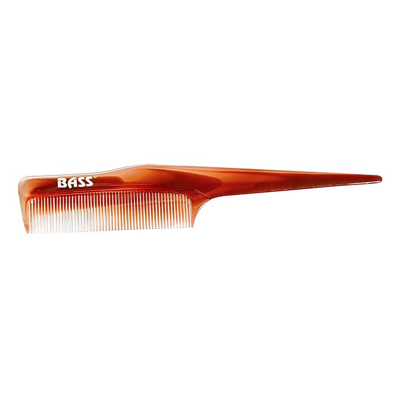 Bass Brushes Tortoise Shell Finish Grooming Comb Premium Acrylic Fine Tooth with Long Tail Handle Fine Tooth with Long Tail Handle, 1 of 2