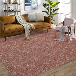 Textured Area Rug, Washable and Stain Resistant, Contemporary Farmhouse Carpet, Low Pile Accent, Non-Slip Front Door Mat for Living Room - 1 of 4