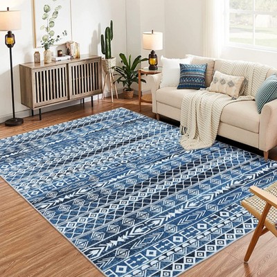 Non-Slip Washable Rug, Abstract Rug for Living Room, Upgraded Rubber Backing Area Rug for Bedroom