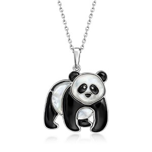 Ross-Simons Onyx and Mother-Of-Pearl Panda Pendant Necklace in Sterling Silver Size 18 - 1 of 3