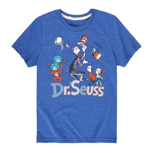 Boys' - Dr. Seuss - Cat In the Hat with Thing 1 and Things 2 Short Sleeve Graphic T-Shirt - 1 of 4