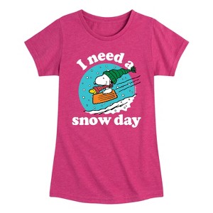 Girls' - Peanuts - Holiday Cheer Fitted Short Sleeve Graphic T-Shirt - 1 of 4