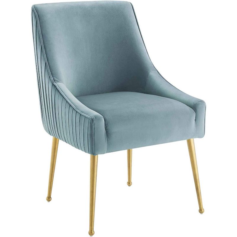 Modway Discern Pleated Back Upholstered Performance Velvet Dining Chair - Light Blue, 1 of 2