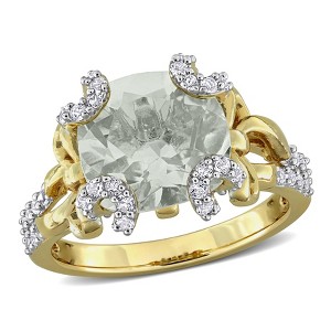 EVERLY JEWELRY | Yellow Plated Sterling Silver 4 1/8 CT TGW Green Quartz White Topaz Fashion Ring - 1 of 4