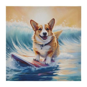 SEVOBAL Wall Art Corgi Canvas Print Playful Decor for Charming Whimsical Vibrant Heartwarming Lively Living Room, Multicolored, 17.91"*18.03"*1.85" - 1 of 4