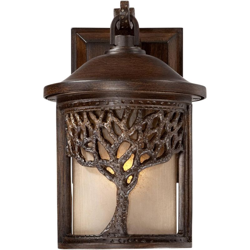 John Timberland Rustic Outdoor Wall Light Fixture Bronze 9 1/2" Tree Etched Glass Sconce for Exterior House Deck Patio Porch Lighting, 3 of 10
