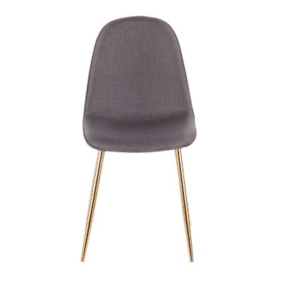 Set of 2 Gold Steel & Charcoal Fabric Contemporary Dining Chairs