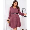 Coolmee Womens Plus Size Fall Long Sleeve Ribbed Knit Dresses Casual V Neck Knee Length Button Down Winter Sweater Dress with Belt - 3 of 4