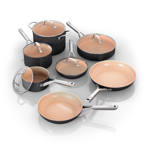 PERLLI Ceramic Nonstick Cookware Pots and Pans Set, 12 Pc Set