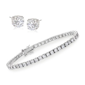 Ross-Simons 8.00 ct. t.w. CZ Tennis Bracelet With Free 1.50 ct. t.w. CZ Stud Earrings in Sterling Silver - 1 of 4