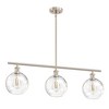 YANSUN Satin Nickel Island Light, 3-Light Pendant Light with 12in Textured Glass Shades, Adjustable Rods, E26 Kitchen Island Lighting - 4 of 4
