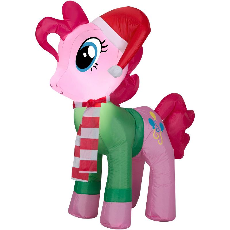 Gemmy Christmas Airblown Inflatable Pinkie Pie with Santa Hat and Green Sweater, 1 of 5