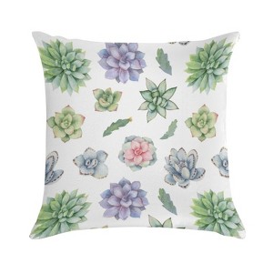 Watercolor Green Garden Cacti Pillow Covers 18x18 Decorative Throw Pillows Soft Square Cushion Covers for Couch Sofa Bedroom - 1 of 1