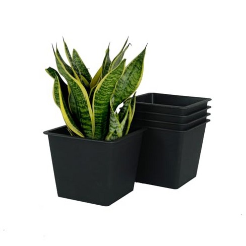 Maggift Planters Square Nursery Plant Pot, Garden Plastic Pots with Drainage 5 Pack, Decorative Plant Pots Balcony, Black 6.2"*6.2"*9.4" - image 1 of 4