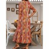 Women's Bohemian Print Dress Half Sleeve Flowy Casual Maxi Summer Dress - 3 of 3
