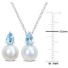 EVERLY JEWELRY | Sterling Silver 8.5-9mm Cultured Freshwater Pearl and 1 2/5ct TGW Sky Blue Topaz Pendant with Chain and Earrings Set  - 18 in - 2 of 4