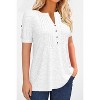 Imily Bela Women's Summer Pleated Button Short-Sleeve T-Shirt, Solid Color V-Neck Casual Top - 2 of 4