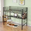 Twin Metal Loft Bed with Desk, Power Outlet and LED Lighted , Safety Guard & Ladder, No Box Spring Needed, Black - 3 of 4