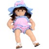 Sophia's 15" Baby Doll Gingham Summer Romper and Hat, Pink & Blue - 2 of 4