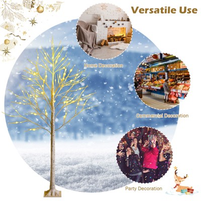 6ft White Birch Artificial Christmas Tree with Warm LED Lights