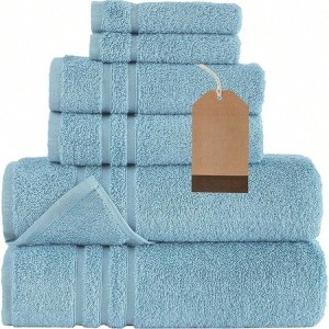 Light Blue 6 - Piece Bath Towel Set, Soft Cotton, Absorbent Premium Bath 27 X 54 Hand 16 X 29 Washcloths 13 X 13 - 1 of 4