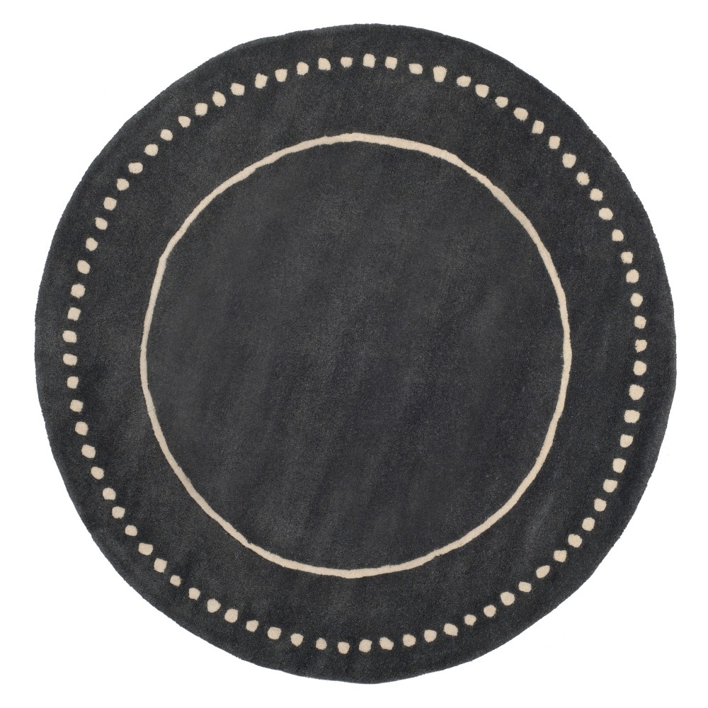 5' Solid Round Area Rug Dark Gray/Ivory - Safavieh