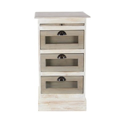 Mahogany Wood Side Chest with Glass White - Olivia & May