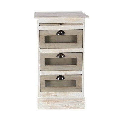 Mahogany Wood Side Chest with Glass White - Olivia & May