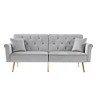 NicBex Velvet Loveseat Sofa,Mid Century Modern Tufted Sofa Couch with 2 Pillows and Nailhead Trim,2-Seater Loveseat for Living Room - 2 of 4