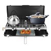 KTMBDW 3-Burner Propane Camping Stove 20000 BTUs, Portable Camp Stove with 3 Adjustable Burners and Push-Button Instant Ignition, Black - 2 of 4