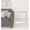 HomeRoots 23" Gold Glass Top Square End Table With Shelf - 2 of 4