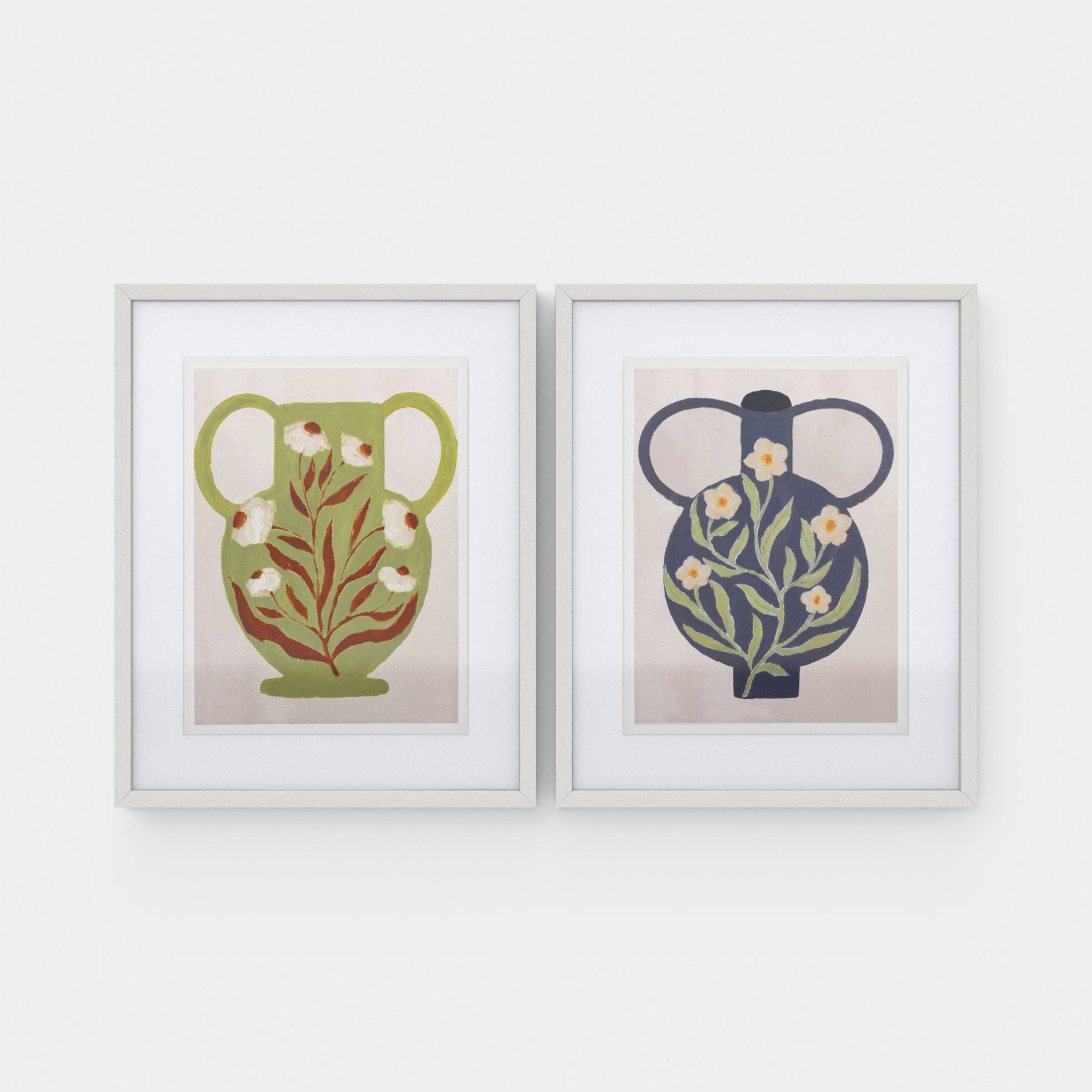 16"x20" Set of 2 Folk Art Vases Framed Wall Art - Threshold™