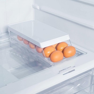 OU Egg Holder for Fridge, Rolling Egg Organizer for Refrigerator Organization, Clear Stackable Container for Kitchen Organizers and Storage, BPA Free — фото 7