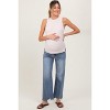 Pinkblush Light Blue Fringe Hem Maternity Wide Leg Jeans - 2 of 4