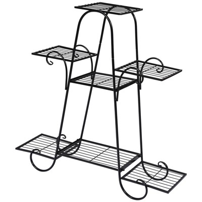 Tangkula 7-Tier Plant Stand Metal Plant Shelf Multi-layer Potted Planters Display Rack Black