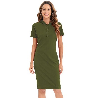 Coolmee Women's Easy Classic Short Sleeve Stretch Cotton Polo Dress Causal A Line Mini Dress