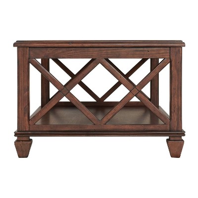 Cherry Pine Wood 3-Piece Living Room Set with Coffee Table and 2 Shelf End Tables