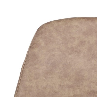 Mid-Century Brown Faux Leather Counter Stool with Copper Legs