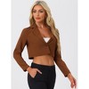 Allegra K Women's Long Sleeve Open Front Notched Lapel Business Cropped Blazers - 3 of 4