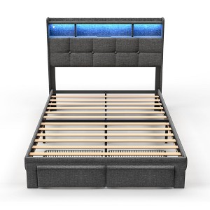 Dolonm Full Size Bed Frame , Upholstered Headboard, and 2 Drawers, Easy to Assemble, No Box Spring Needed - 1 of 4