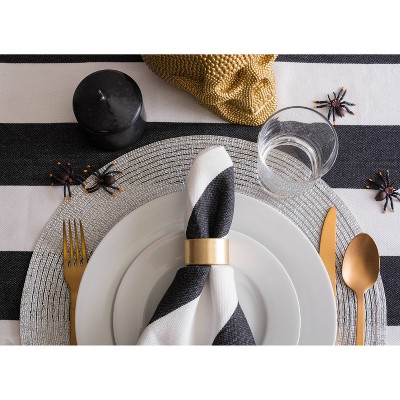 Set of 4 Metallic Silver Round Woven Placemats