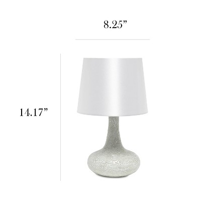 White Mosaic Tiled Glass Genie Nightstand Lamp with Fabric Shade